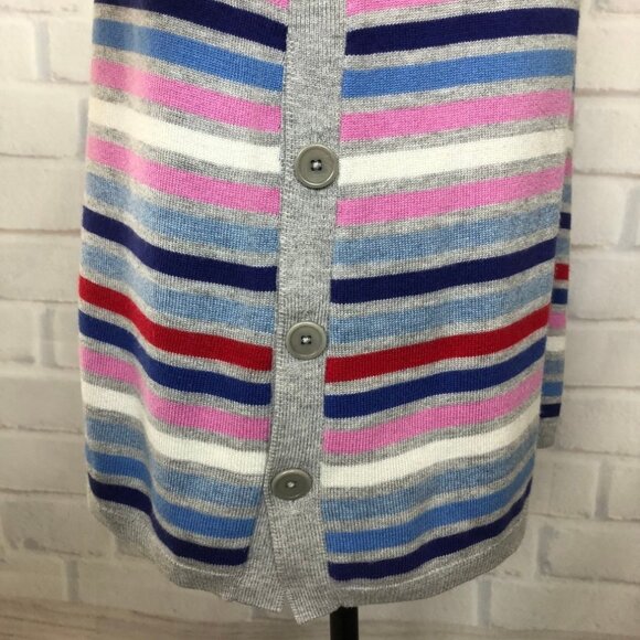 Talbots Gray Striped Sweater Petite Size PL Button Sides - Picture 5 of 8